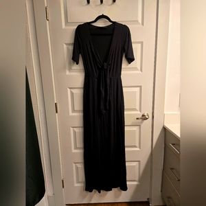 Black Tie Front Foxblood Maxi Dress